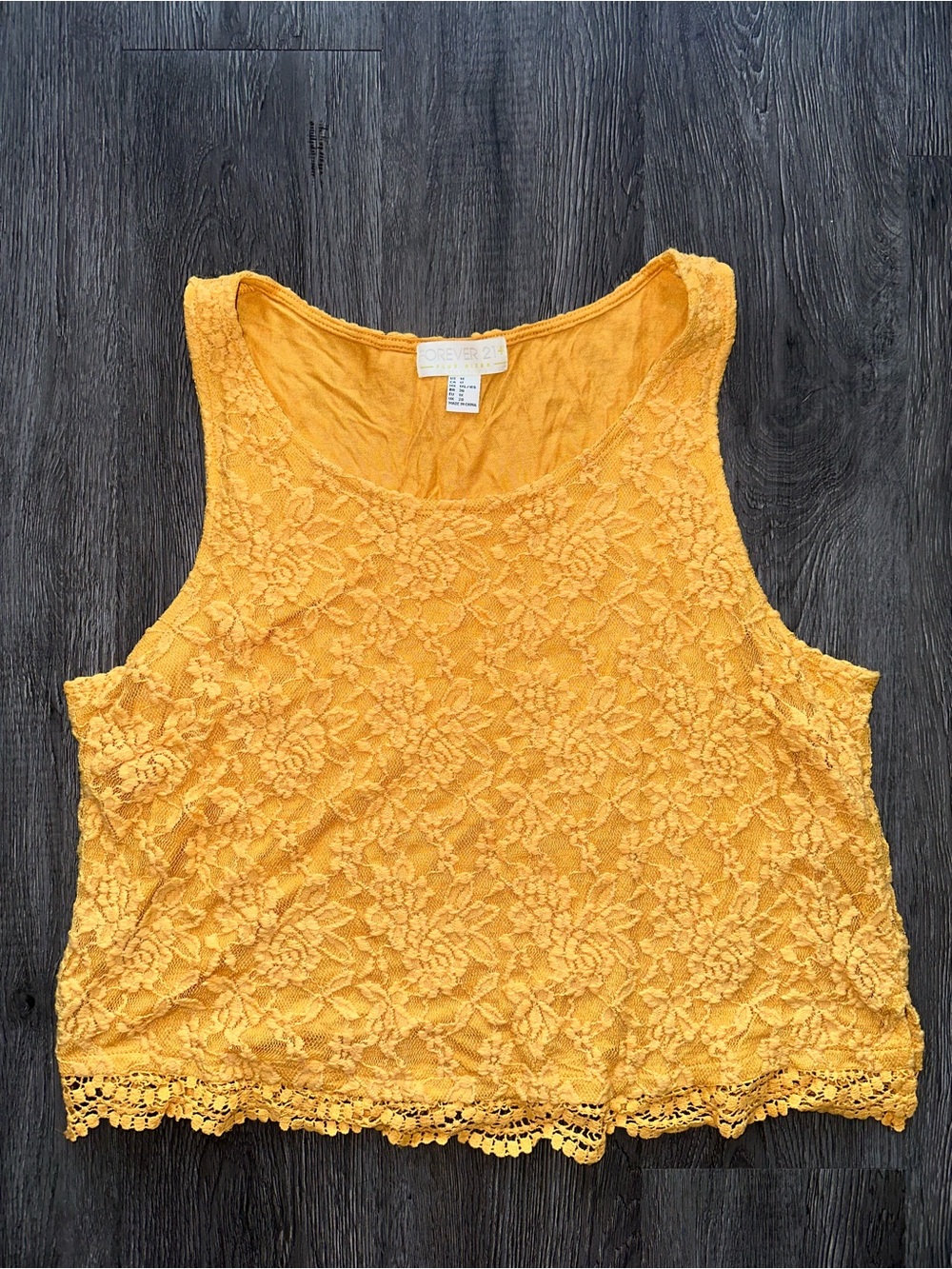 Yellow Lace Floral Tank Top
